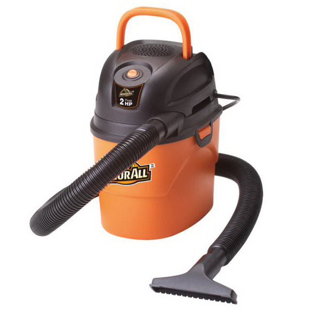 ARMOR ALL Vac-Mate AA155 Wet and Dry Vacuum, 1.5 gal Vacuum, 42 cfm Air, Foam Wet, Reusable Cloth Filter, 55 W