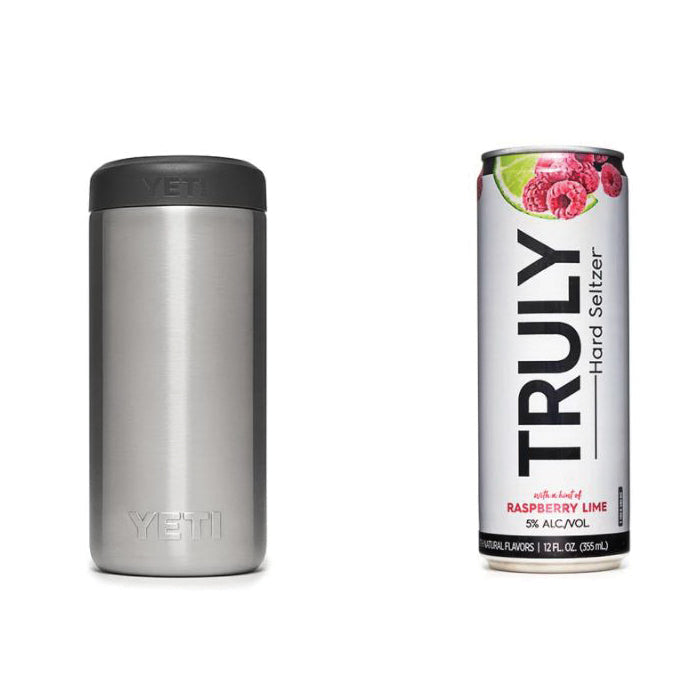 YETI Rambler 21071500471 Colster, 3-1/8 in OD x 4-7/8 in H, 12 oz Can/Bottle Insulator Stainless Steel, Stainless Steel, Granite Gray