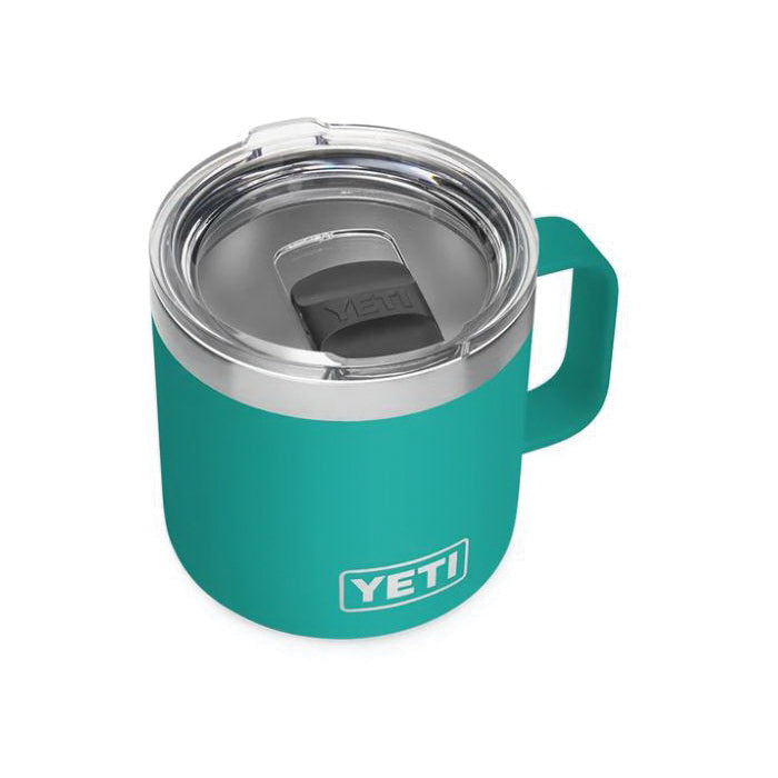 YETI Rambler 21071500557 Mug, Vacuum-Insulated,  14 oz Capacity, MagSlider Lid, Stainless Steel, Aquifer Blue