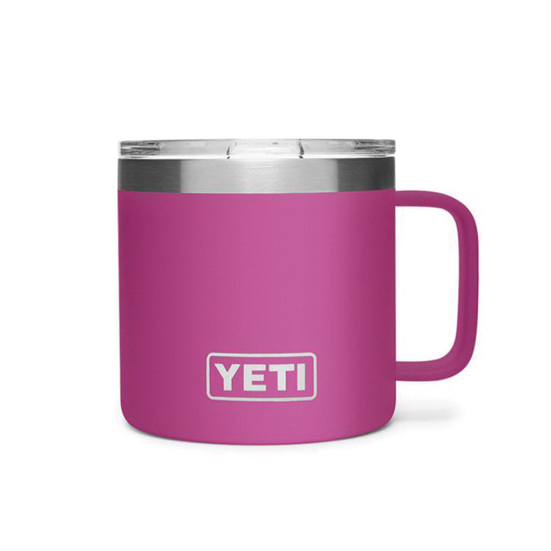 YETI Rambler 21071500556 Mug, Vacuum-Insulated,  14 oz Capacity, MagSlider Lid, Stainless Steel, Prickly Pear Pink