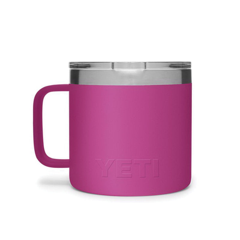 YETI Rambler 21071500556 Mug, Vacuum-Insulated,  14 oz Capacity, MagSlider Lid, Stainless Steel, Prickly Pear Pink