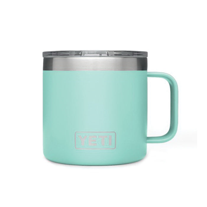YETI Rambler 21071500595 Mug, Vacuum-Insulated, 14 oz Capacity, MagSlider Lid, Stainless Steel, Seafoam