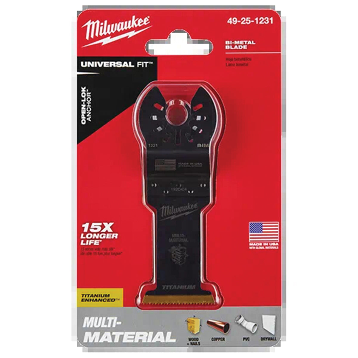 Milwaukee 49-25-1239 Blade, 1-3/8 in, 1-5/8 in D Cutting, HCS/Titanium