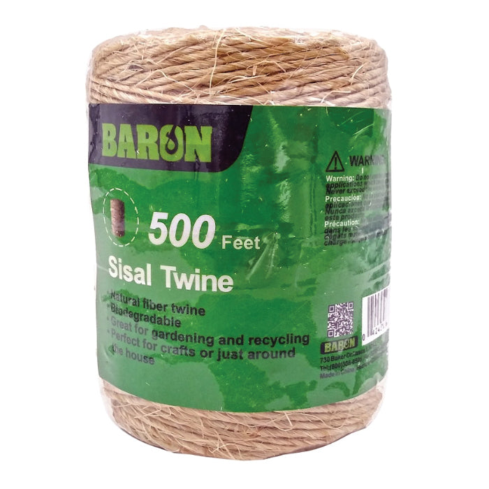 BARON 60106 Twine, 500 ft L, Sisal, Natural