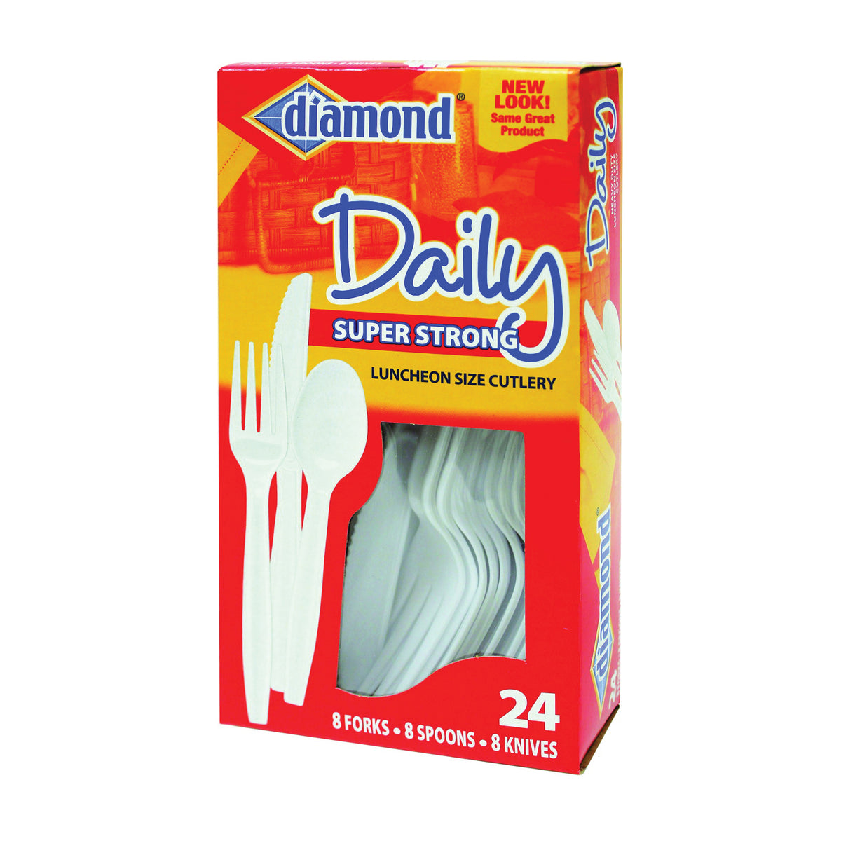 diamond 00048 Cutlery Set, Polystyrene, White