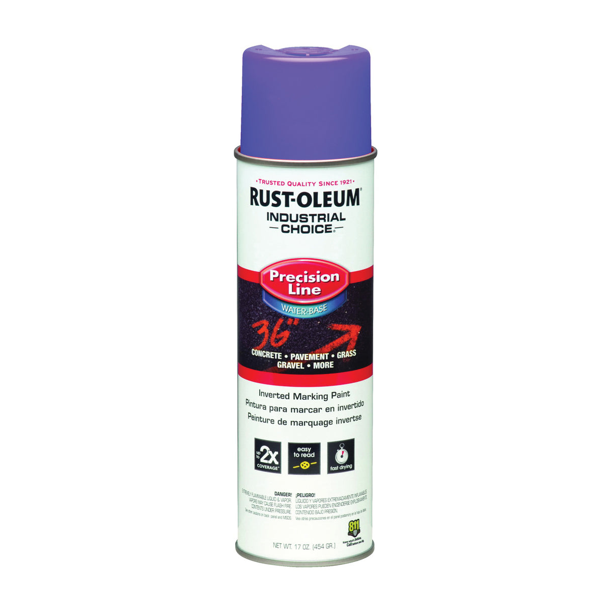 RUST-OLEUM INDUSTRIAL CHOICE 1869838 Marking Paint, Fluorescent Purple, 17 oz, Aerosol Can