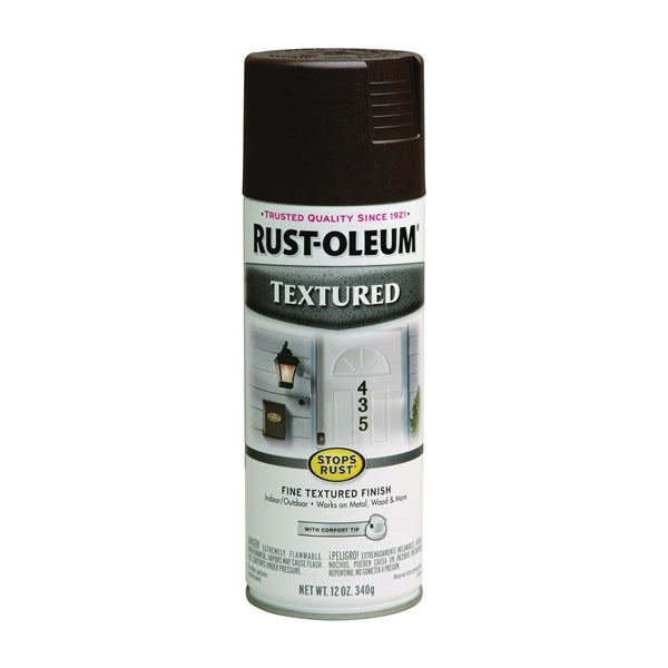 RUST-OLEUM STOPS RUST 241255 Textured Spray Dark Brown, Solvent-Like, Dark Brown, 12 oz, Aerosol Can