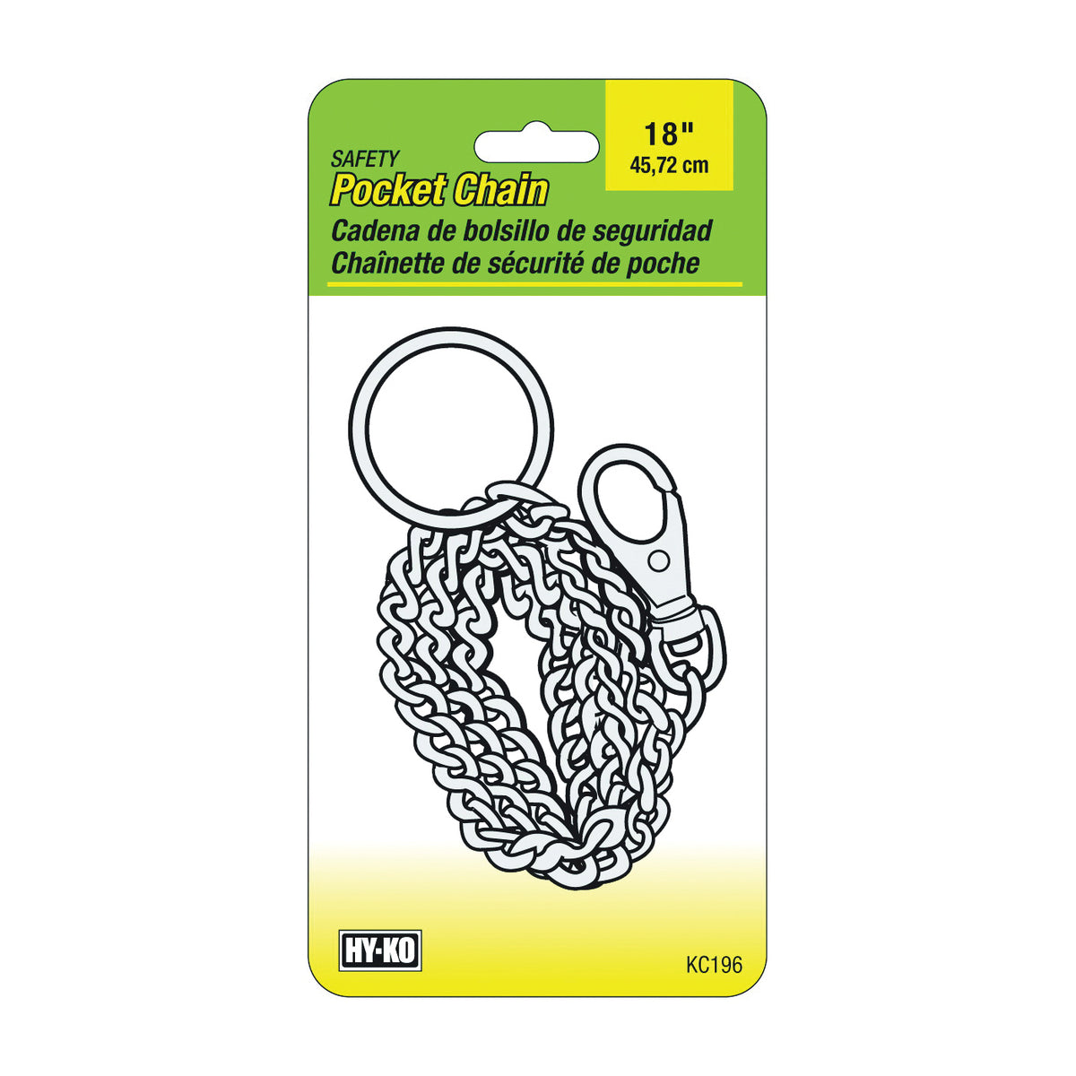 HY-KO KC196 Pocket Chain, Nickel