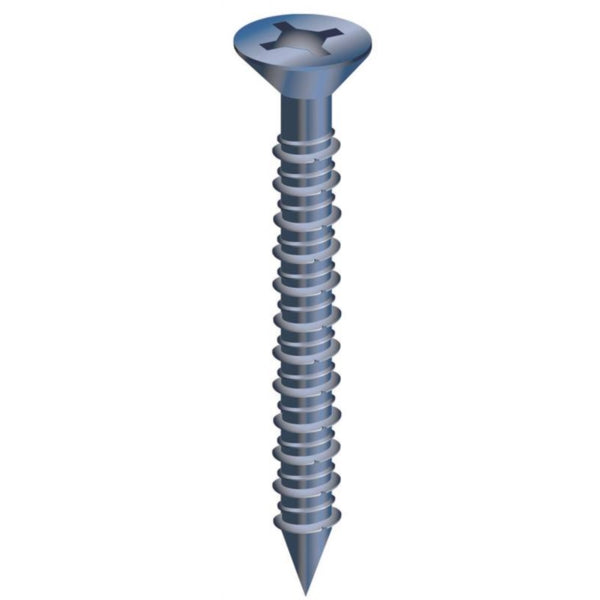 COBRA ANCHORS 633W Screw, 1/4 in Thread, 2-3/4 in L, Flat Head, Phillips, Robertson Drive, Steel, Fluorocarbon-Coated