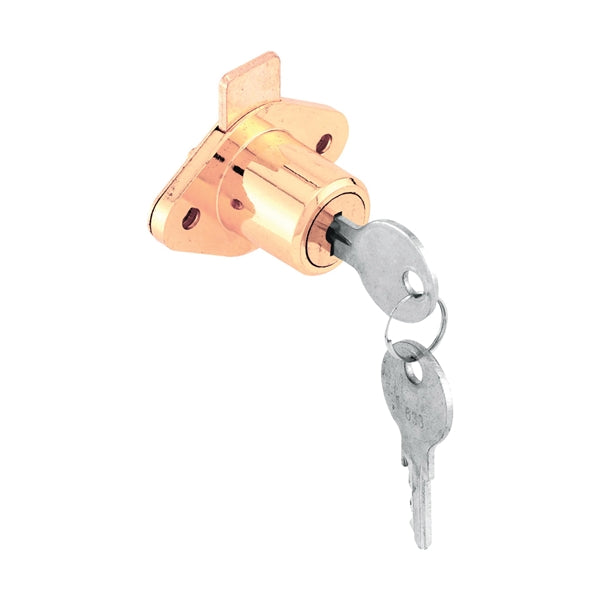 Defender Security U 9947 Drawer and Cabinet Lock, Keyed Lock, Y13 Yale Keyway, Brass