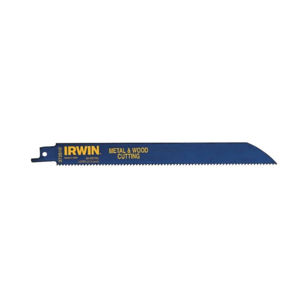 IRWIN 372810P5 Reciprocating Saw Blade, 2 in W, 8 in L, 10 TPI, Bi-Metal Cutting Edge