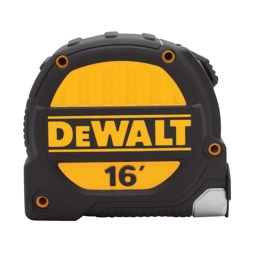 DeWALT DWHT33924 Tape Measure, 16 ft L Blade, 1-1/4 in W Blade, Polyester Blade, ABS Case, Black/Yellow Case