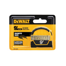 Load image into Gallery viewer, DeWALT DWHT33028 Magnetic Pocket Tape Measure, 9 ft L Blade, 1/2 in W Blade, Steel Blade, ABS Case, Black/Yellow Case

