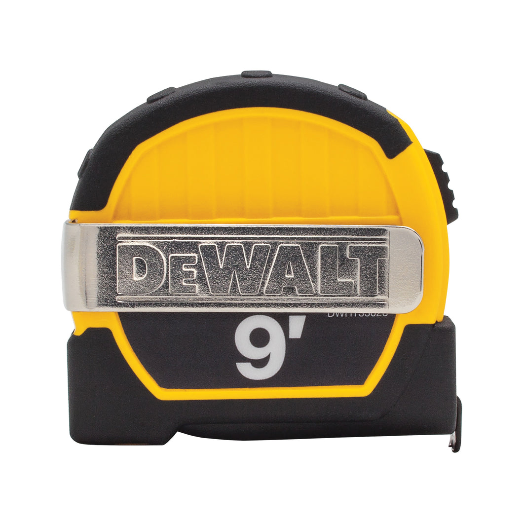 DeWALT DWHT33028 Magnetic Pocket Tape Measure, 9 ft L Blade, 1/2 in W Blade, Steel Blade, ABS Case, Black/Yellow Case