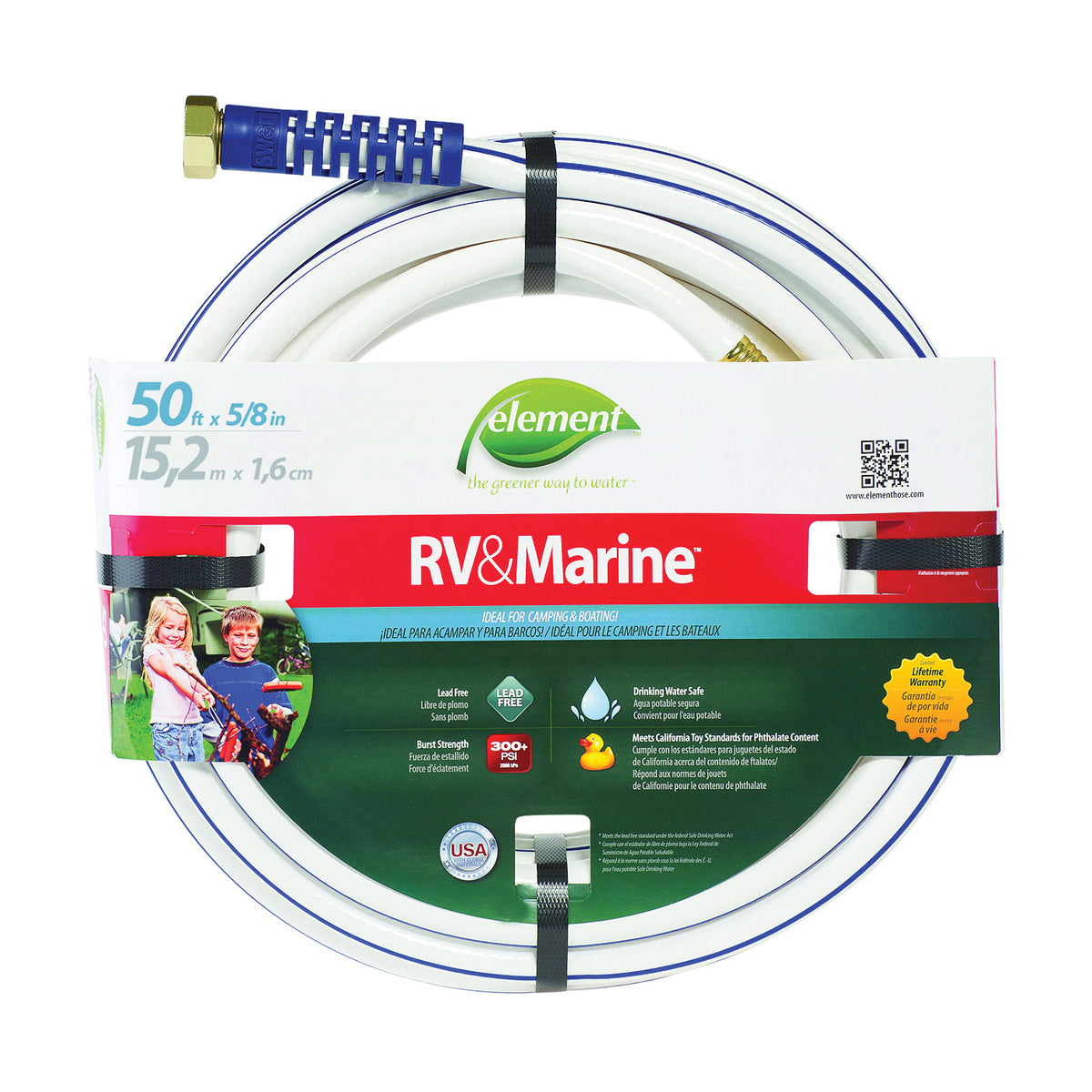 SWAN MRV58050 Water Hose, 5/8 in ID, 50 ft L, White