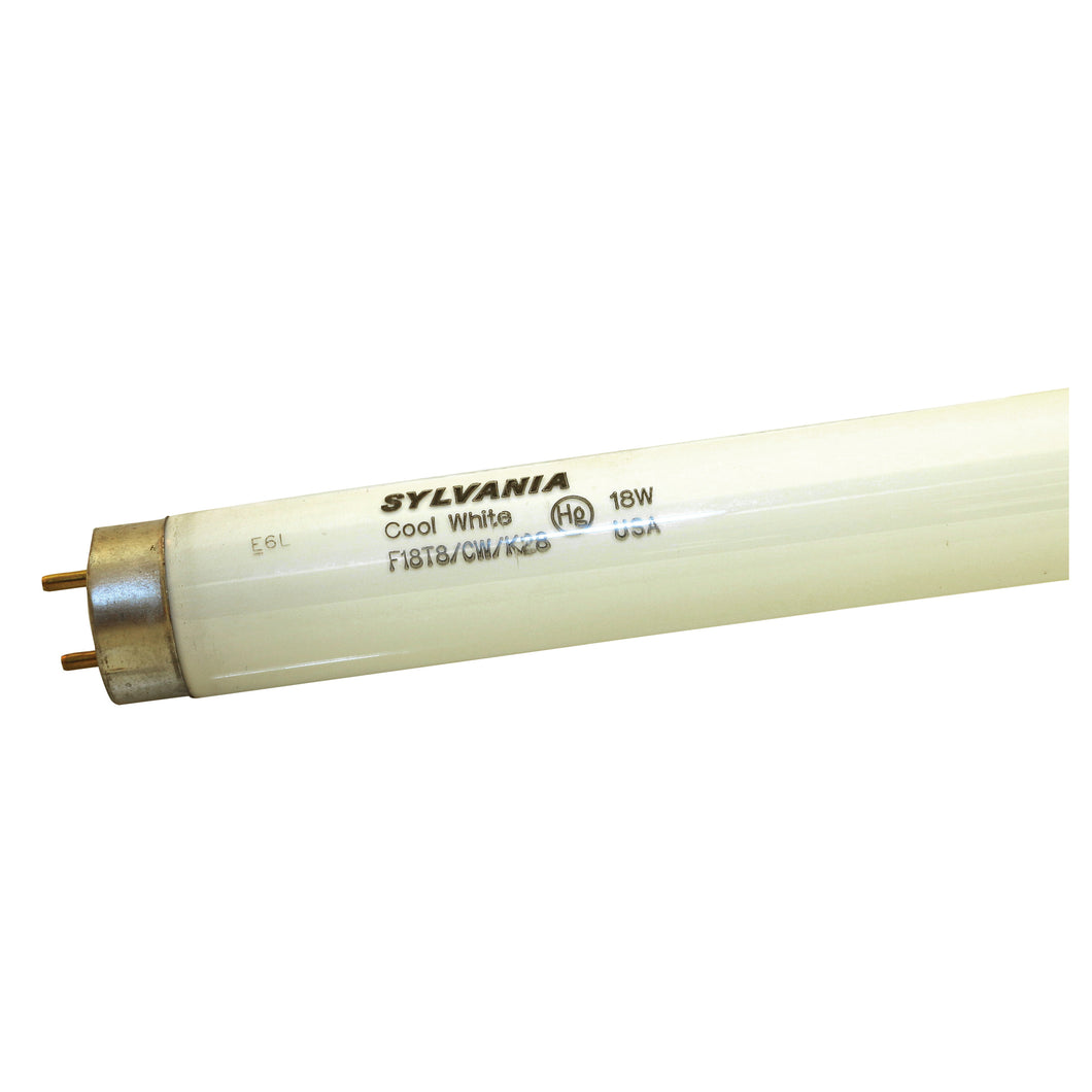Sylvania 23028 Fluorescent Bulb, 18 W, T8 Lamp, Medium G13 Lamp Base, 1131 Lumens, 4200 K Color Temp, Cool White Light