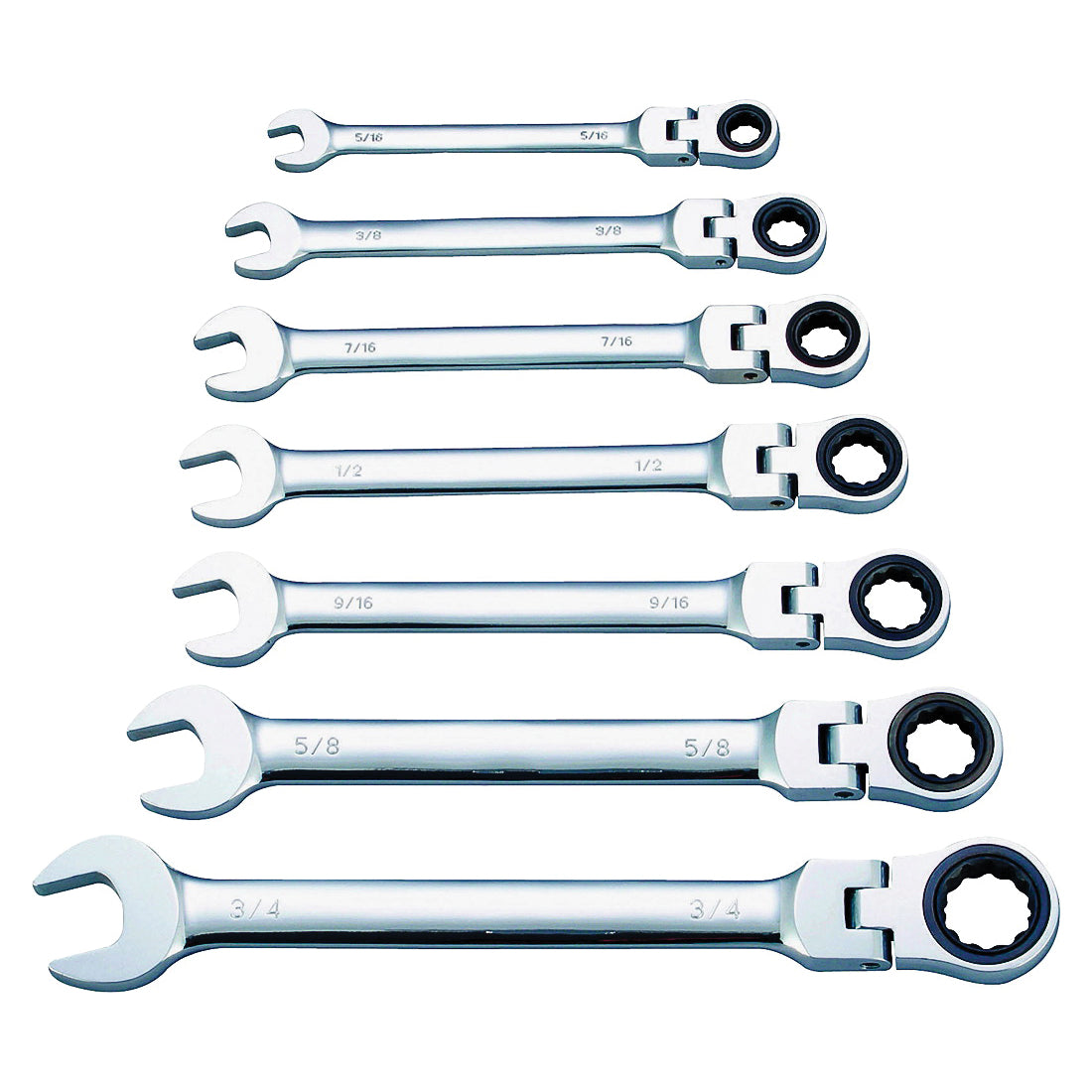 Vulcan FPG7M Wrench Set, 7-Piece, Chrome Vanadium Steel, Mirror Polish, Silver, Specifications: Metric