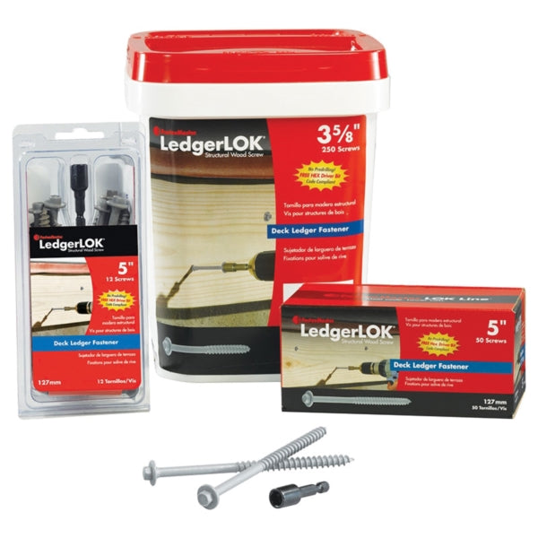 FastenMaster LedgerLOK FMLL358-50 Screw, 3-5/8 in L, Coarse Thread, Hex Drive, Self-Drilling Point, Steel, Epoxy-Coated