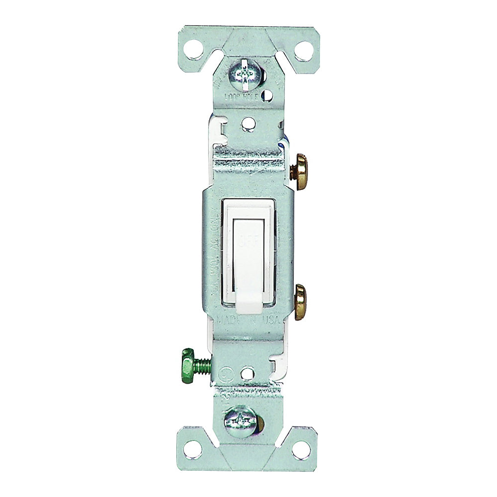 Eaton Wiring Devices C1301-7W Toggle Switch, 15 A, 120 V, Push-In Terminal, 5-20R, Polycarbonate Housing Material