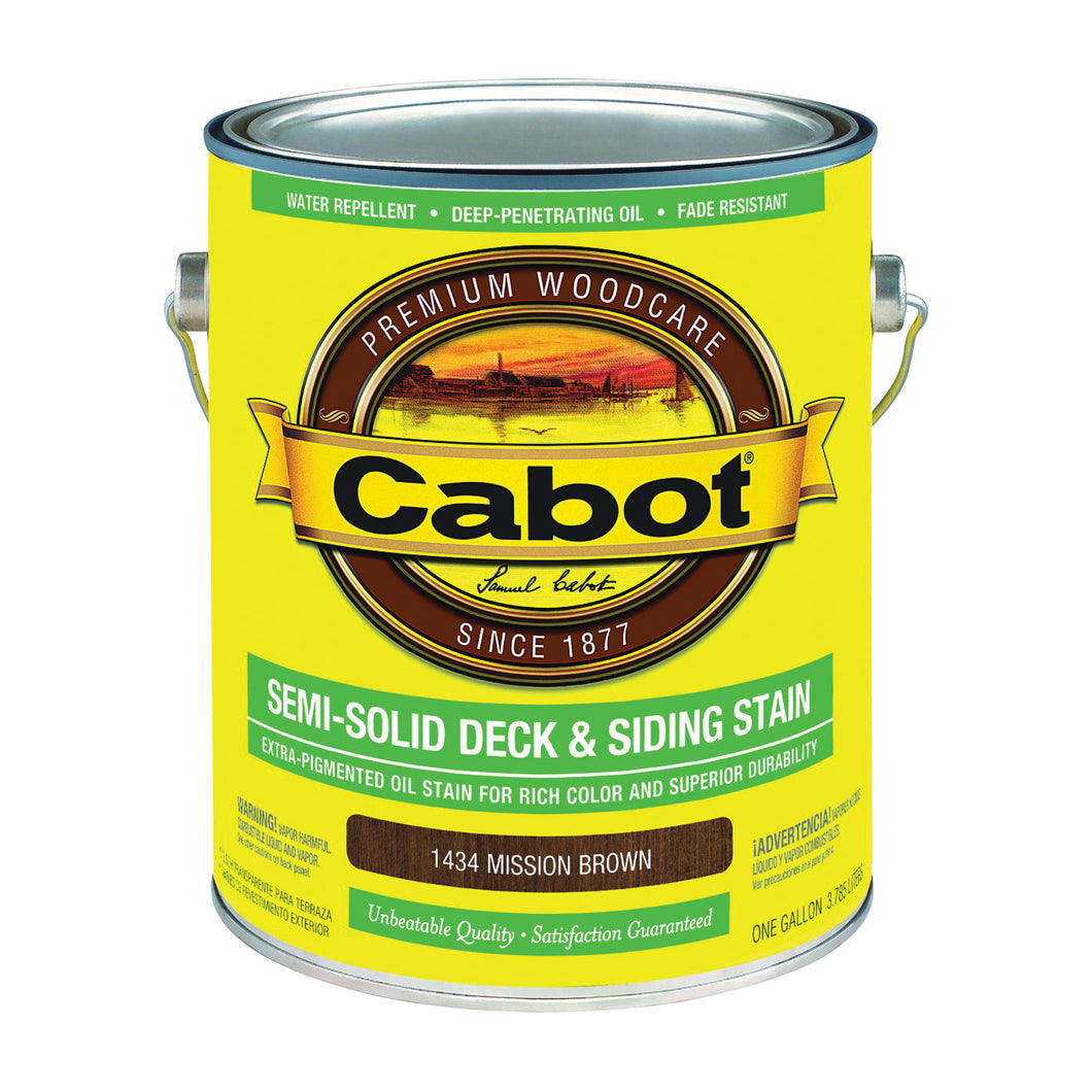 Cabot 140.0001434.007 Deck and Siding Stain, Mission Brown, Liquid, 1 gal