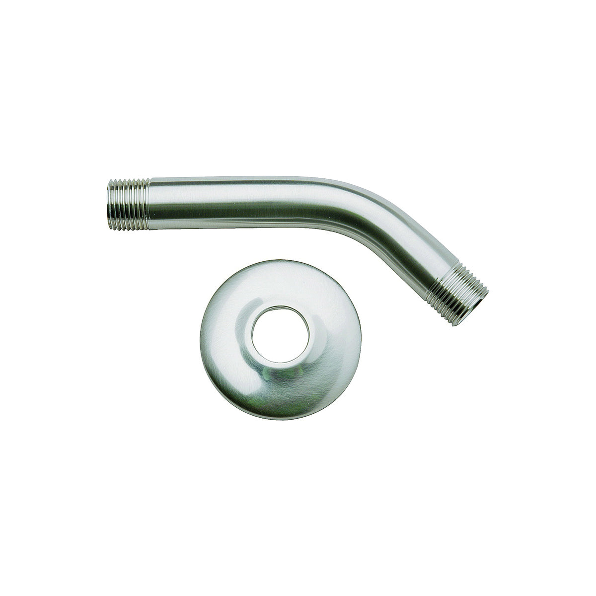 Plumb Pak PP825-10 Shower Arm with Flange, 1/2 in Connection, IPS, 6 in L, Brass, Chrome Plated