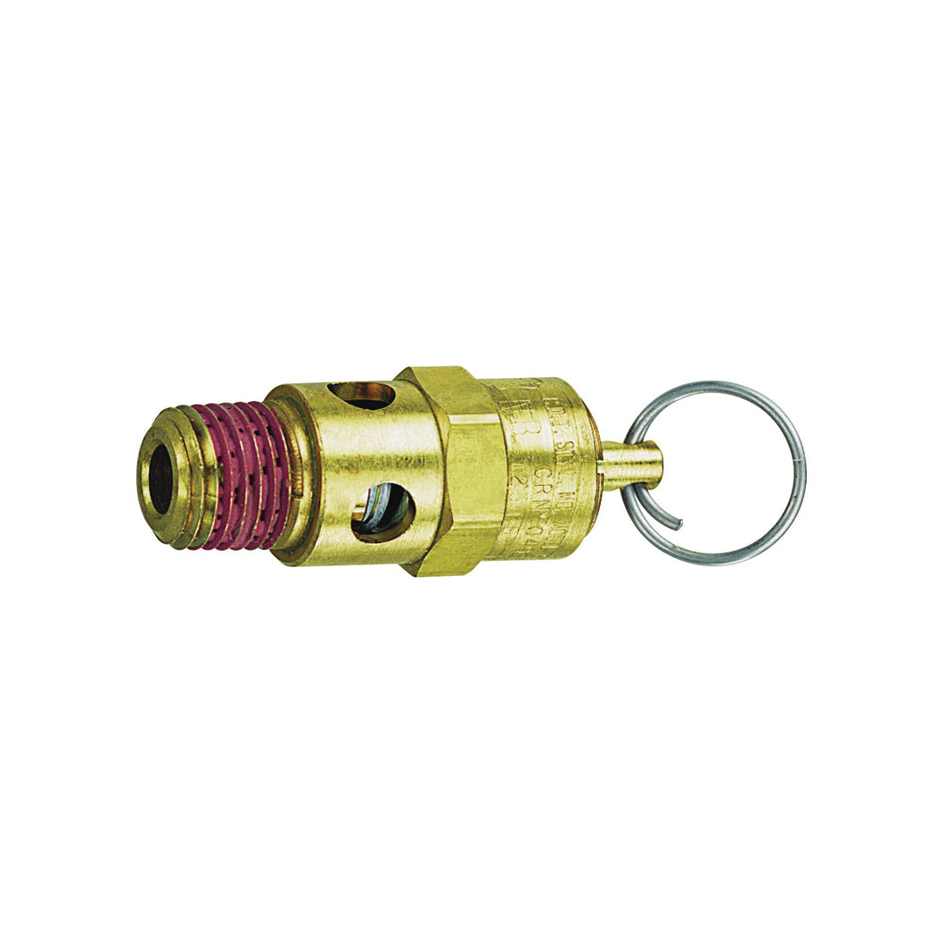 Tru-Flate 21-707 Safety Valve, 1/4 in, Brass Body