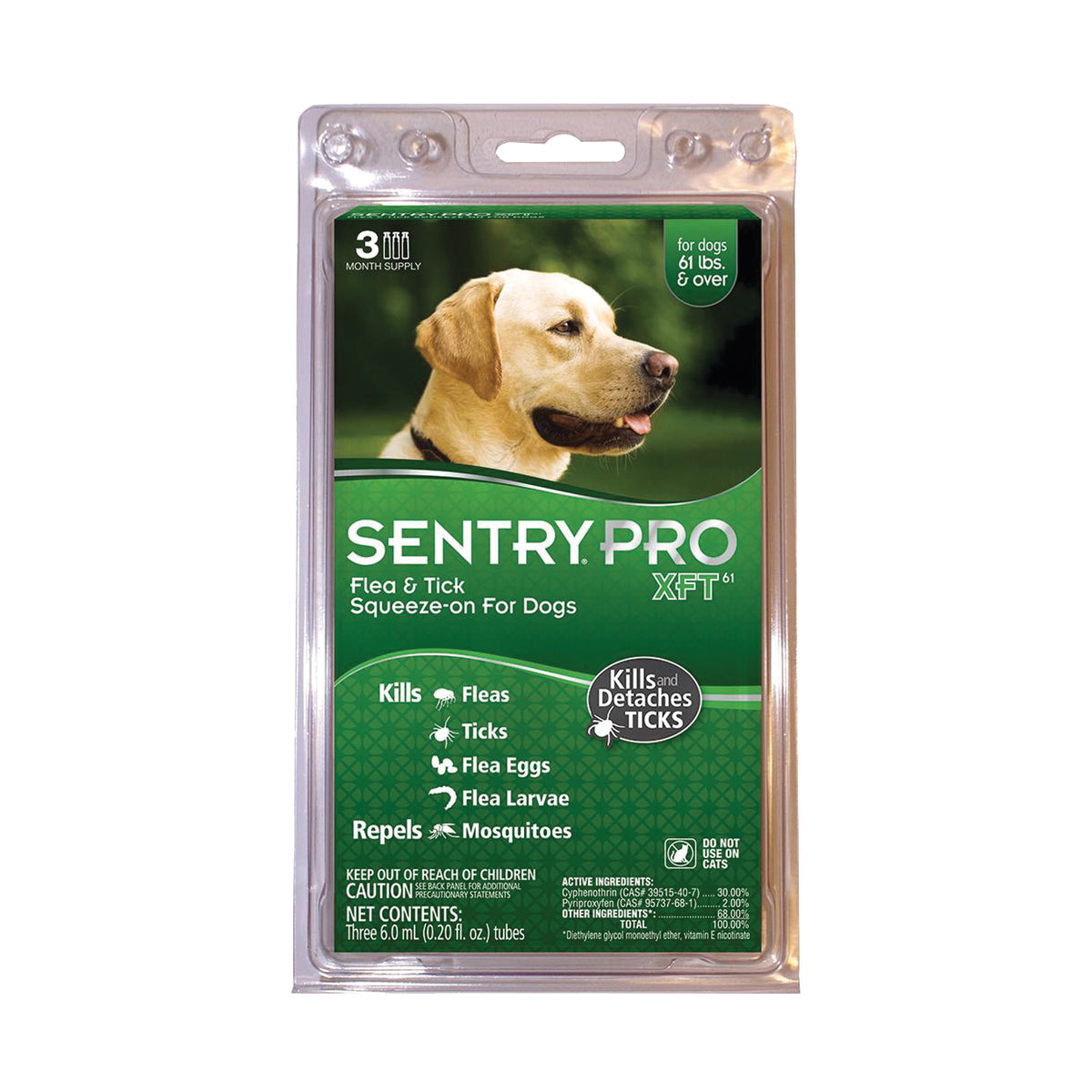 SENTRY PRO XFT 61 1846 Flea and Tick Squeeze-On, Liquid, 3 Count