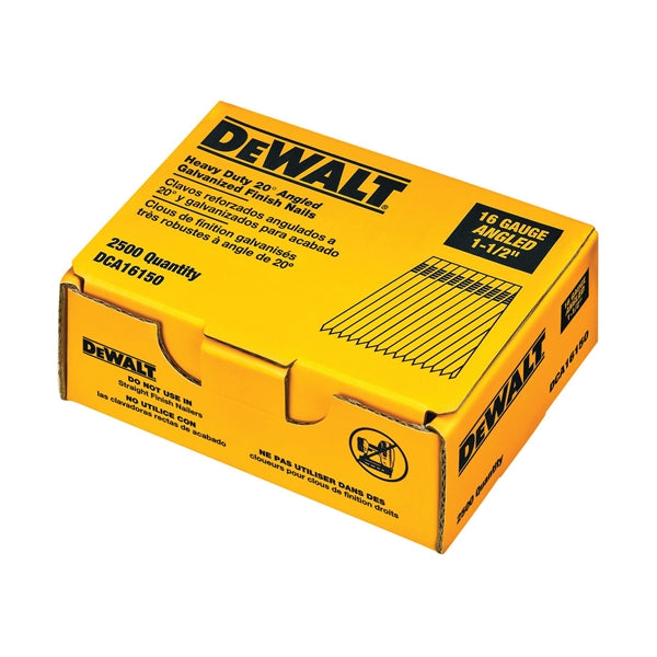 DeWALT DCA16150 Finish Nail, 1-1/2 in L, 16 Gauge, Steel, Galvanized, Brad Head, Smooth Shank