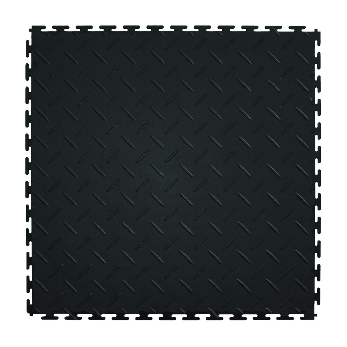 PERFECTION FLOOR TILE Diamond Plate ITDP450BK45 Floor Tile, 20-1/2 in L Tile, 20-1/2 in W Tile, Checker Plate Pattern