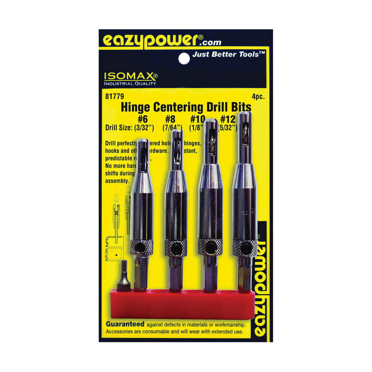 EAZYPOWER 81779 Hinge Bit Set, Self-Centering, 4-Piece