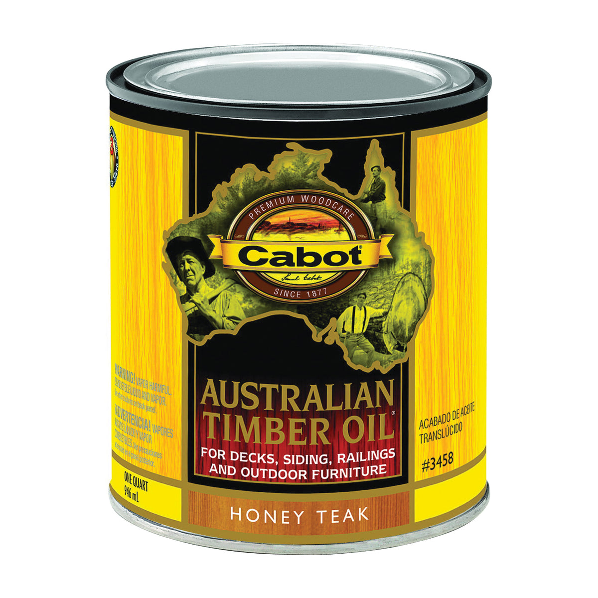 Cabot 140.0003458.005 Australian Timber Oil, Honey Teak, Liquid, 1 qt, Can