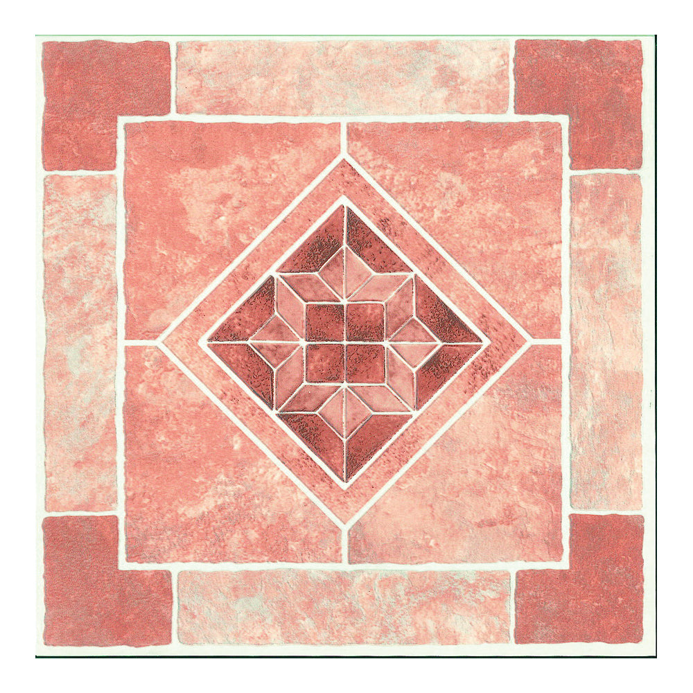 ProSource CL2071 Vinyl Floor Tile, 12 in L Tile, 12 in W Tile, Square Edge, Diamond Stone