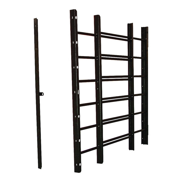 GRISHAM PP-SPAG Series 96016 Window Guard, 22-3/4 to 42-1/2 in W, 26-3/4 in H, Steel, Black, 6-Bar
