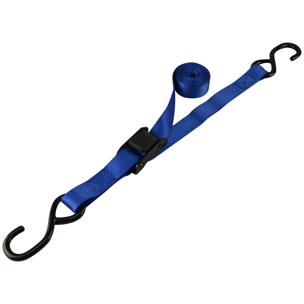 ProSource FH64051 Tie-Down, 1 in W, 6 ft L, Polyester Webbing, Metal Buckle, Blue, 400 lb, S-Hook End Fitting