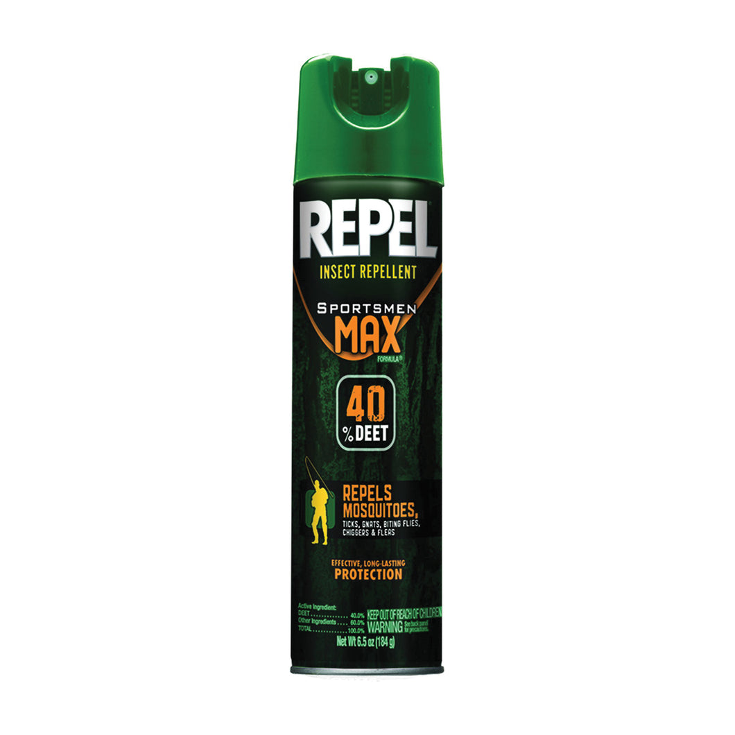 REPEL Sportsmen Max HG-33801 Insect Repellent, 6.5 oz Aerosol Can, Liquid, Pale Yellow, Deet, Ethanol