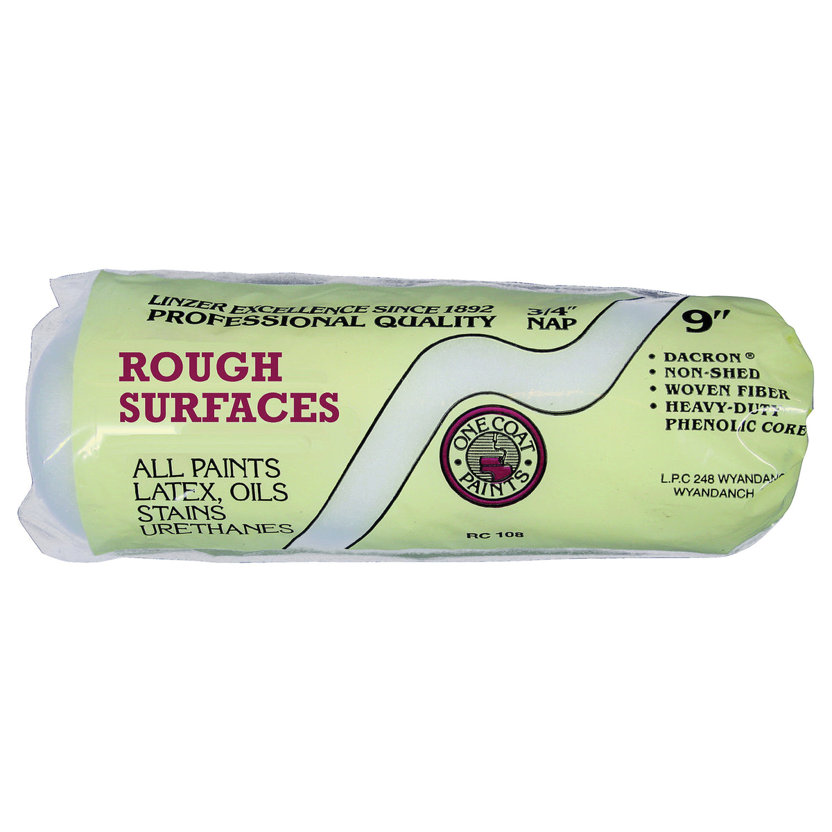 Linzer RC108-9 Paint Roller Cover, 3/4 in Thick Nap, 9 in L, Woven Fabric Cover, White