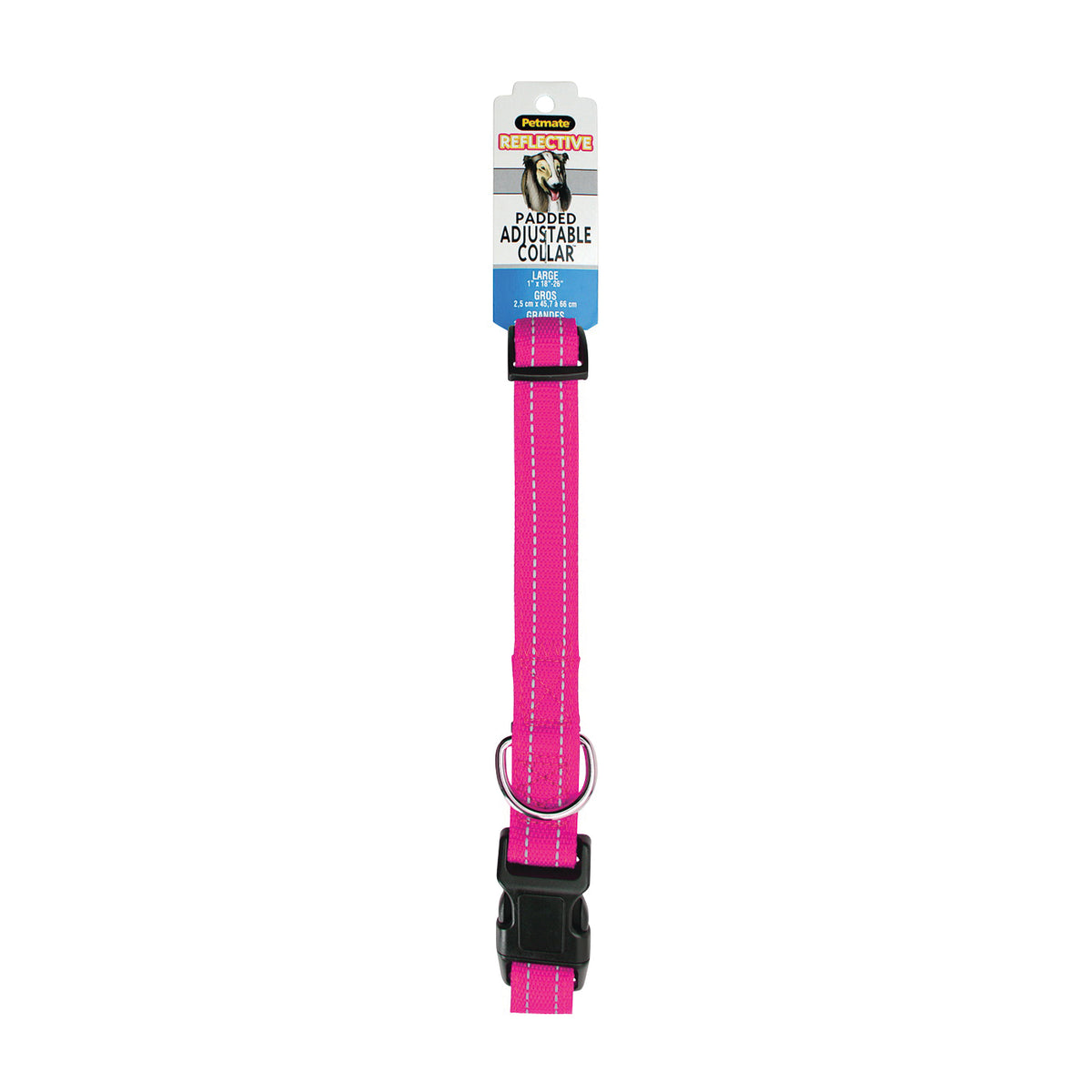 PETMATE 0326166 Adjustable Dog Collar, 18 in L Collar, 1 in W Collar, Nylon, Pink