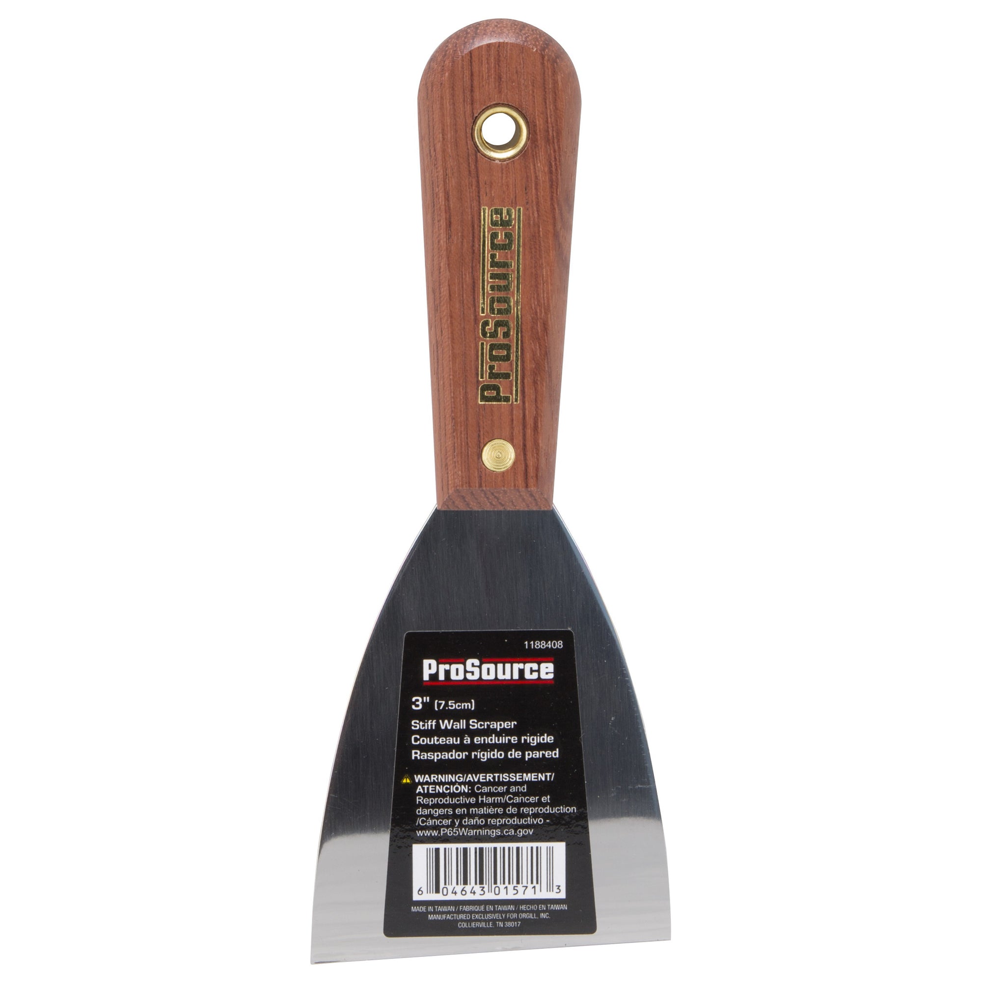 ProSource Wall Scraper, 3 in W Blade, Full-Tang Blade, HCS Stiff Blade, Rosewood Handle, Wood Handle, 7-3/4 in OAL