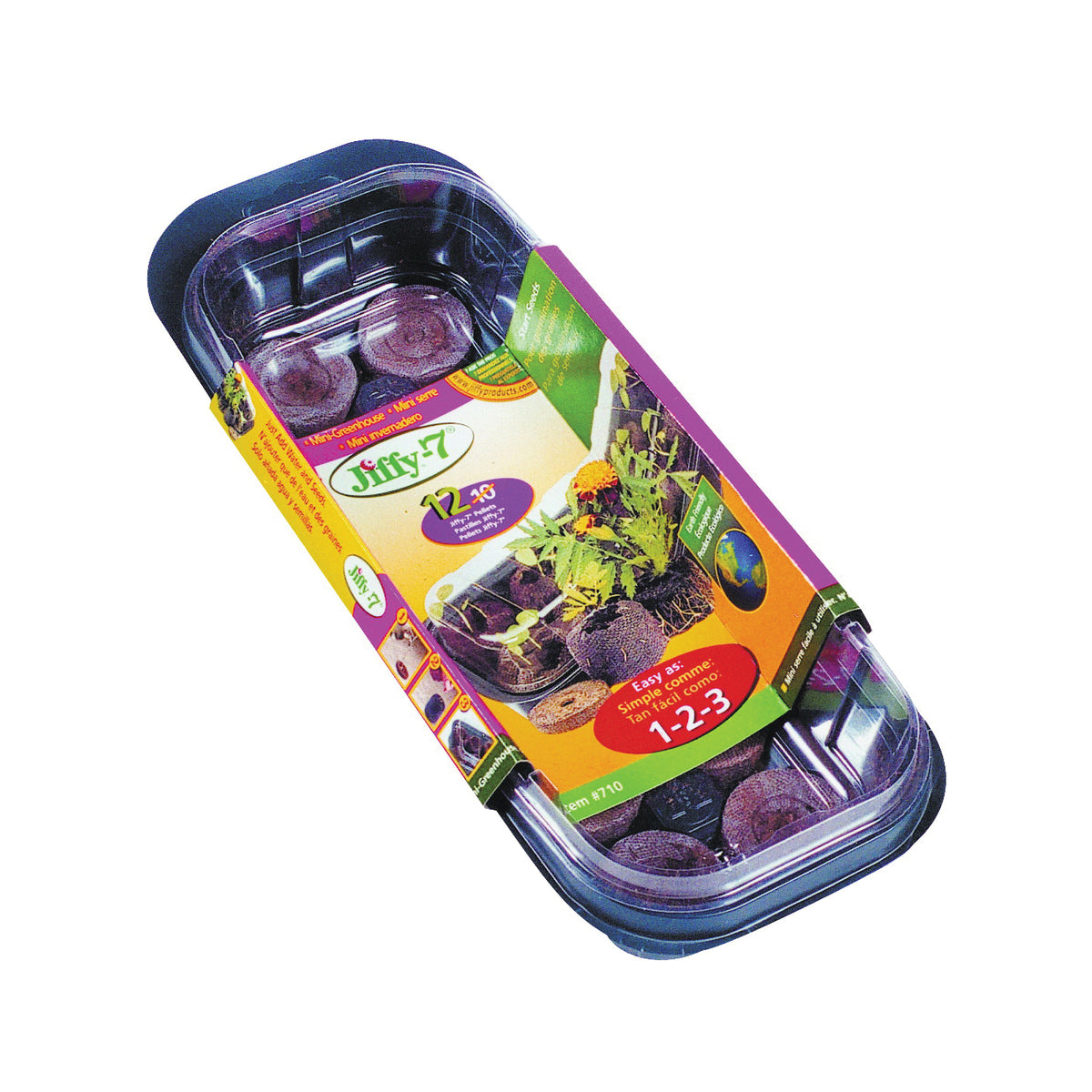 Jiffy J312 Seed Starter Kit, 4.8 in L Tray, 2.2 in W Tray, 12 -Cell, Sphagnum Peat Moss