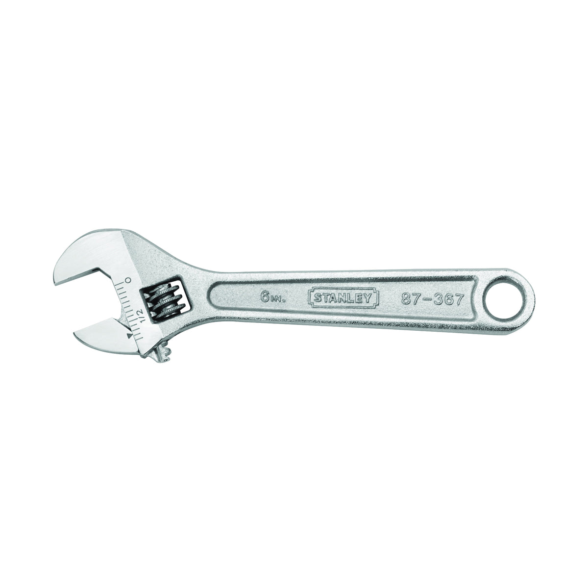 STANLEY 87-367 Adjustable Wrench, 6 in OAL, 1-1/20 in Jaw, Steel, Chrome