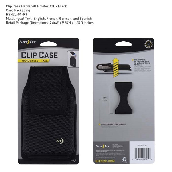 Nite Ize Clip Case Hardshell HSH2L-01-R3 Rugged Holster, Nylon, Black