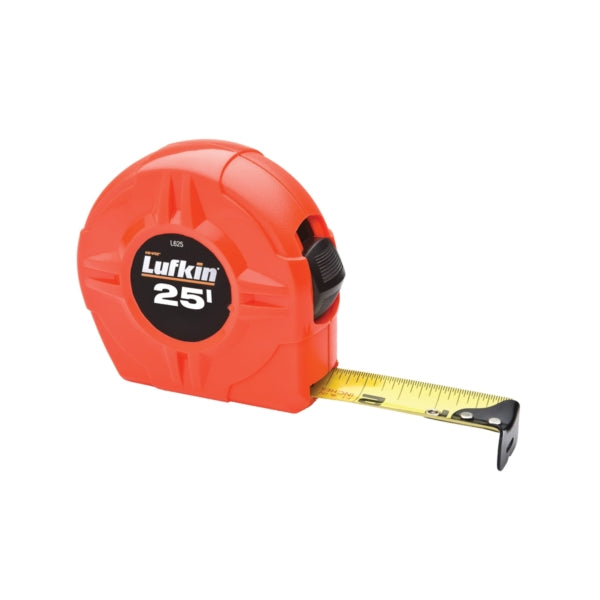 Crescent Lufkin L625 Tape Measure, 25 ft L Blade, 1 in W Blade, Steel Blade, ABS Case, Orange Case