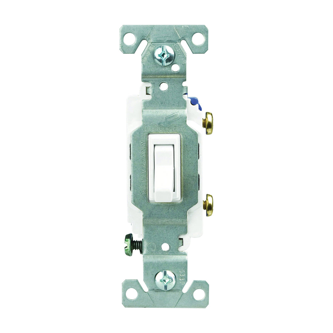 Eaton Wiring Devices C1301-7LTW Toggle Switch, 15 A, 120 V, Polycarbonate Housing Material, White