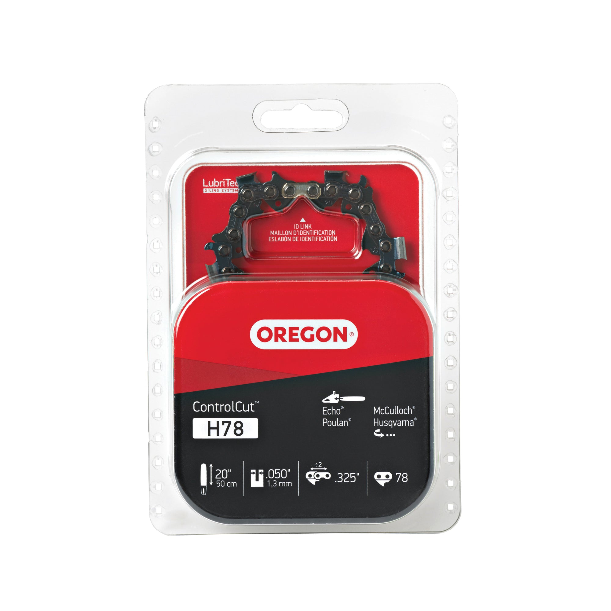 Oregon H78 Chainsaw Chain, 20 in L Bar, 0.05 Gauge, 0.325 in TPI/Pitch, 78-Link