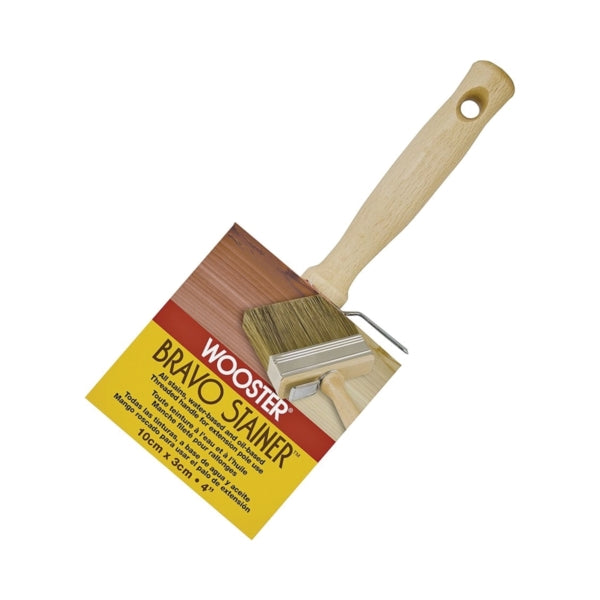 WOOSTER F5119-4 Paint Brush, 4 in W, 2-9/16 in L Bristle, China/Polyester Bristle, Threaded Handle