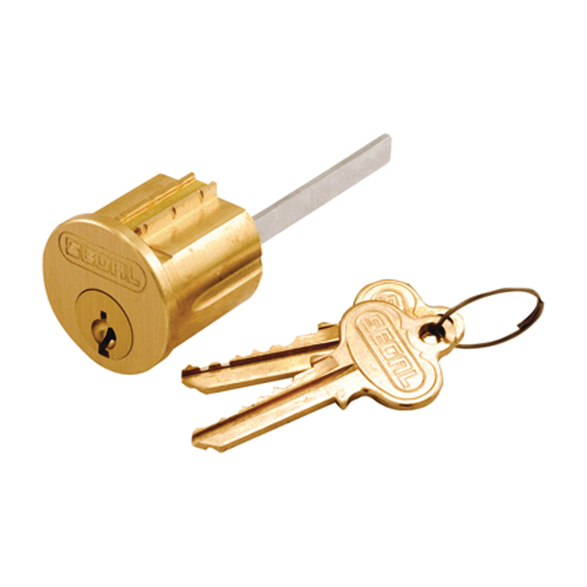 Prime-Line SE 70002 Lock Cylinder, Keyed Different Key, Brass, Brushed Brass, Segal Keyway