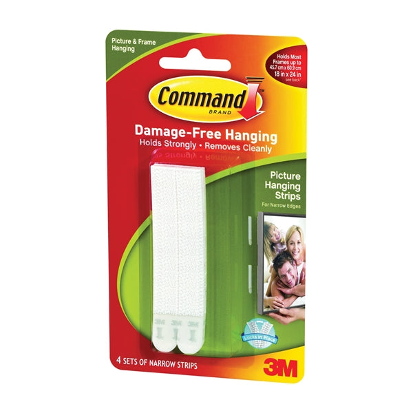 Command 17207 Picture Hanging Strip, 3 lb/set, Foam, White