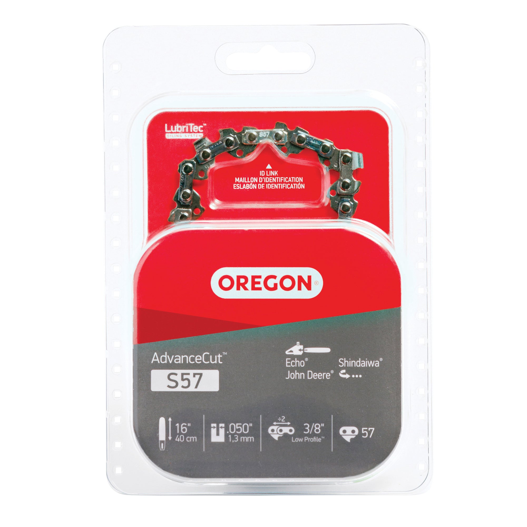 Oregon S57 Chainsaw Chain, 16 in L Bar, 0.05 Gauge, 3/8 in TPI/Pitch, 57-Link