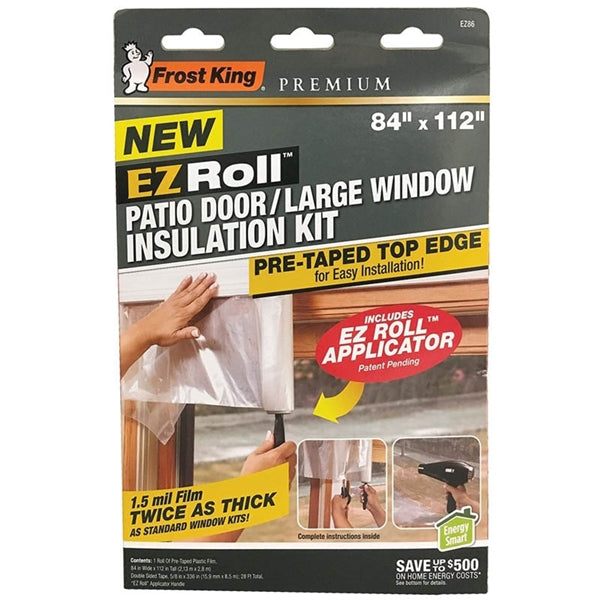 Frost King EZ86 Window Insulation Kit, 84 in W, 1.5 mm Thick, 112 in L, Plastic, Clear