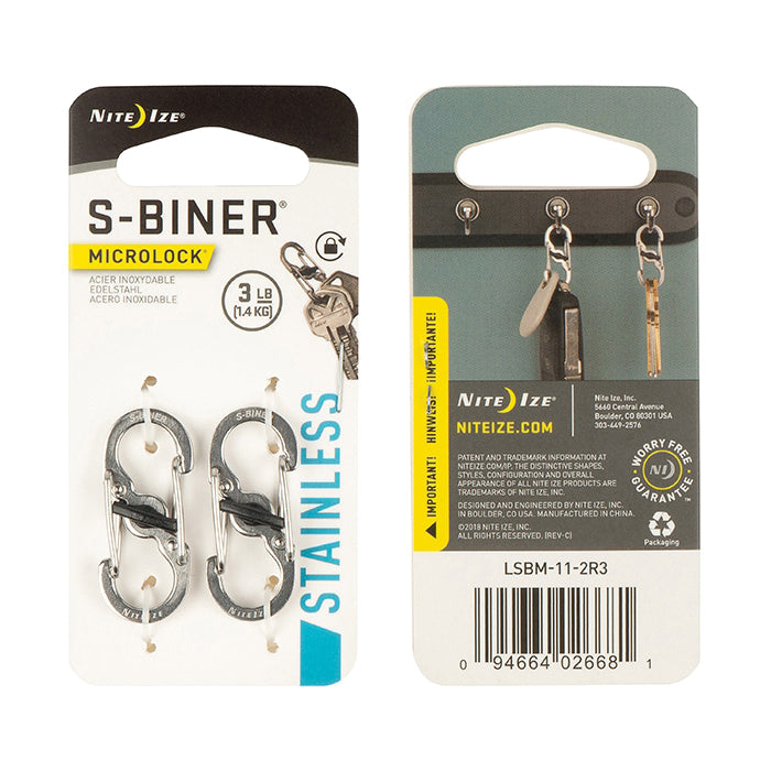 Nite Ize LSBM-11-2R3 Key Carabiner, 1.39 in OAL, 0.62 in Dia Ring, Stainless Steel, Silver